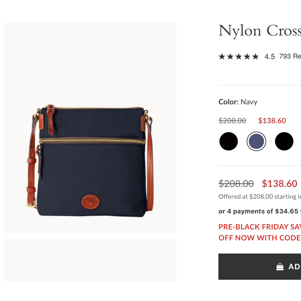 Dooney and Bourke Nylon Cross Body Bag Navy Blue with Red Lining - Picture 16 of 16